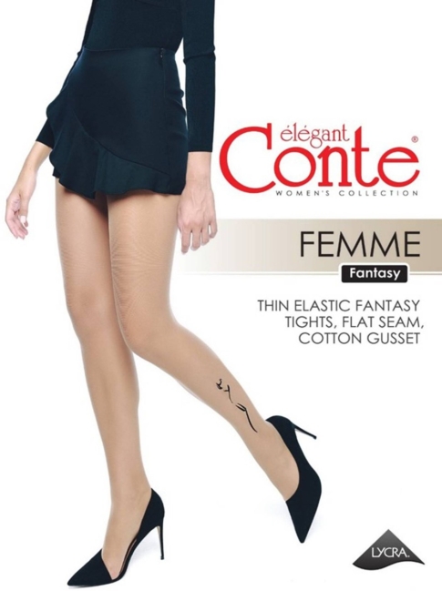 Conte Fantasy Fantasy Tattoo FEMME 20 Denier Sheer Pantyhose