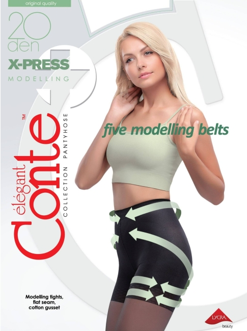 Conte X-PRESS 20 Den Shape Control with Modelling Shorts Sheer Pantyhose