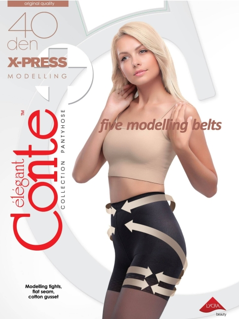 Conte X-PRESS 40 Den Shape Control with Modelling Shorts Semi-Sheer Pantyhose
