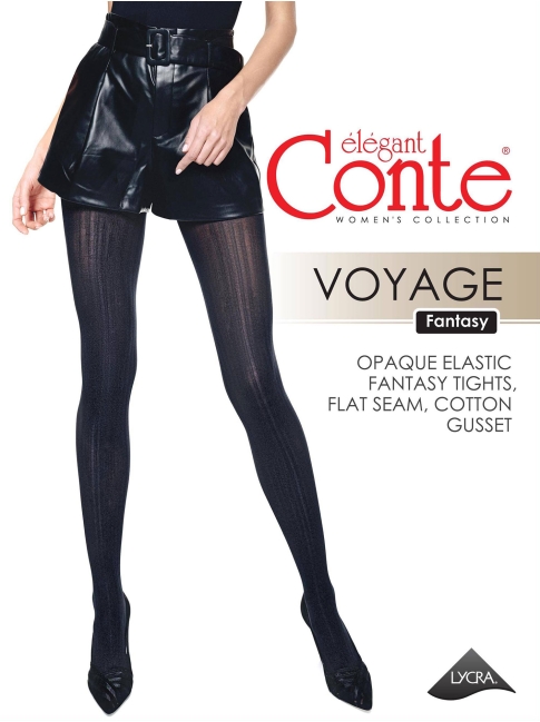 Conte Fantasy VOYAGE 60 DEN Geometric, Knitted, Textured Opaque Pantyhose