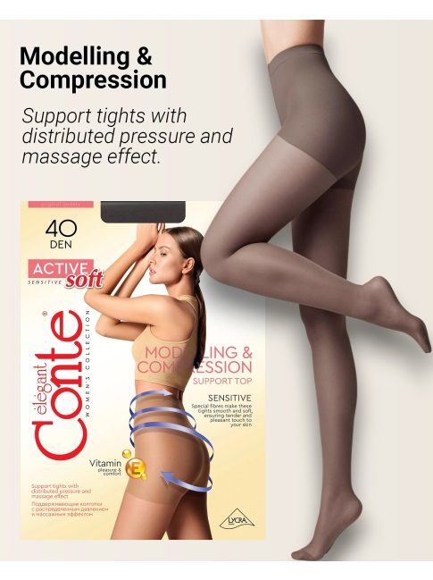 Conte Active ACTIVE SOFT 40 Denier Support&Compression Semi-Opaque Pantyhose