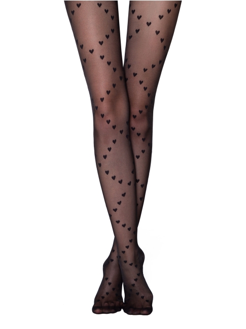 Conte Fantasy DOLCE VITA 20 Denier Geometric, Hearts Patterned Pantyhose