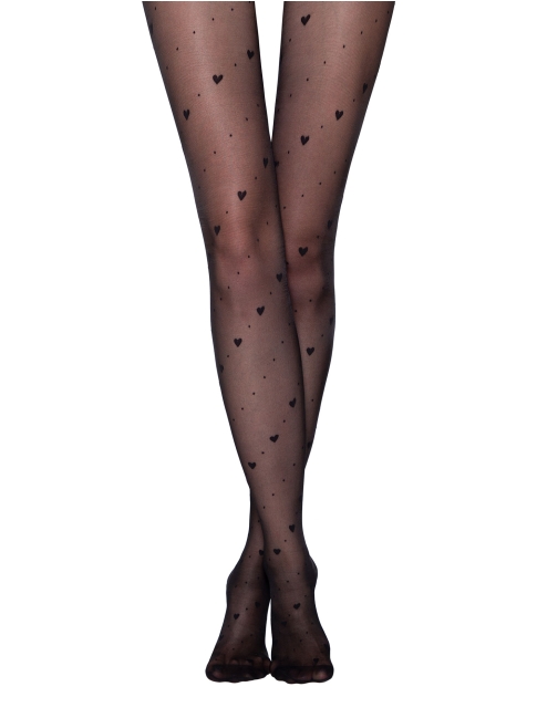 Conte Fantasy LOVE STORY 20 Denier Geometric, Hearts Sheer Pantyhose